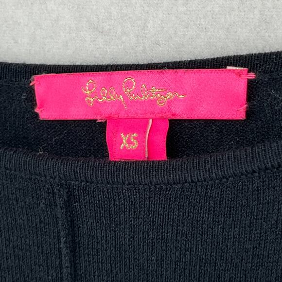 LILLY PULITZER Sweater XS Joslyn Coolmax Relaxed Tunic Boat Neck Pullover Black - Picture 5 of 13